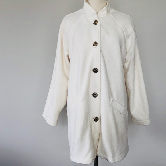 Jacket BLAIR Medium Winter White Button Front Long Sleeves Washable - Picture 1 of 9